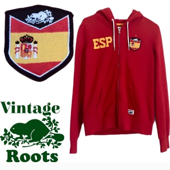 Roots Jackets & Blazers - RARE Vintage Roots Spain #6 Red Hoodie Jacket Size MED